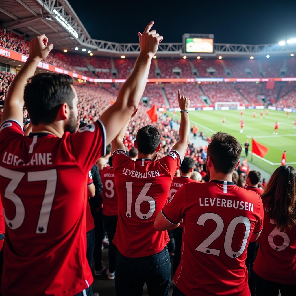 Bayer Leverkusen Fans im Jersey