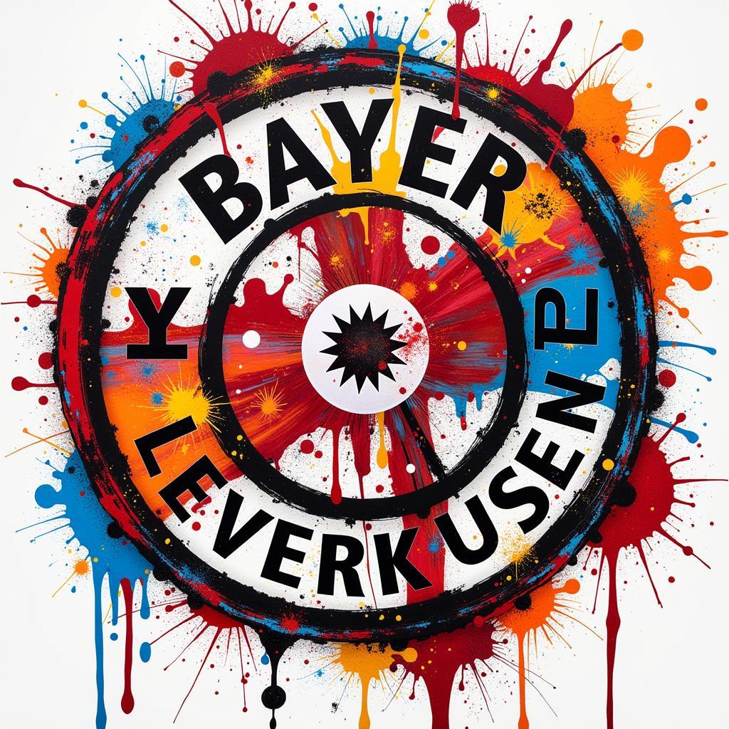 Abstraktes Graffiti-Kunstwerk mit dem Bayer Leverkusen Logo