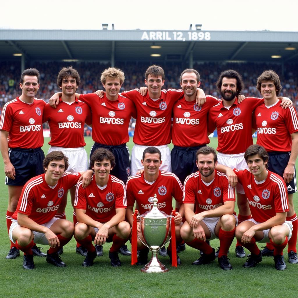 Bayer Leverkusen Mannschaft 1988 mit UEFA Cup