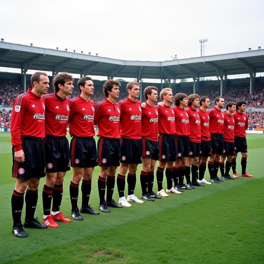 Die Mannschaft von Bayer Leverkusen im Jahr 2002