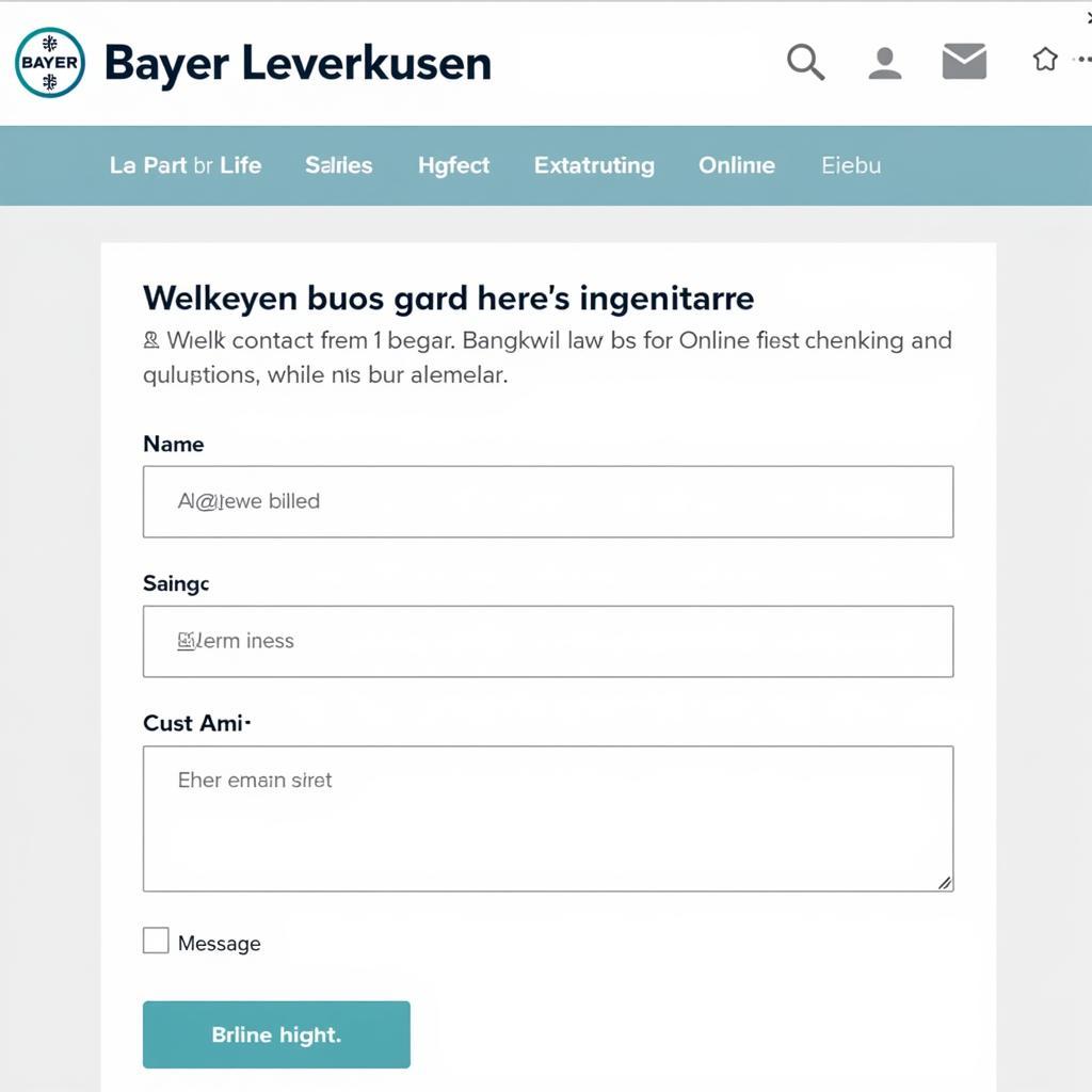 Online-Kontaktformular von Bayer Leverkusen