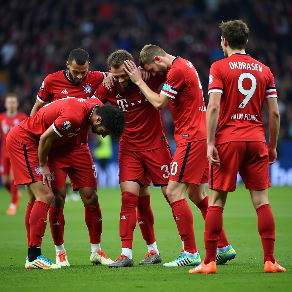 Enttäuschte Leverkusener Spieler nach der Niederlage im UEFA-Cup-Finale