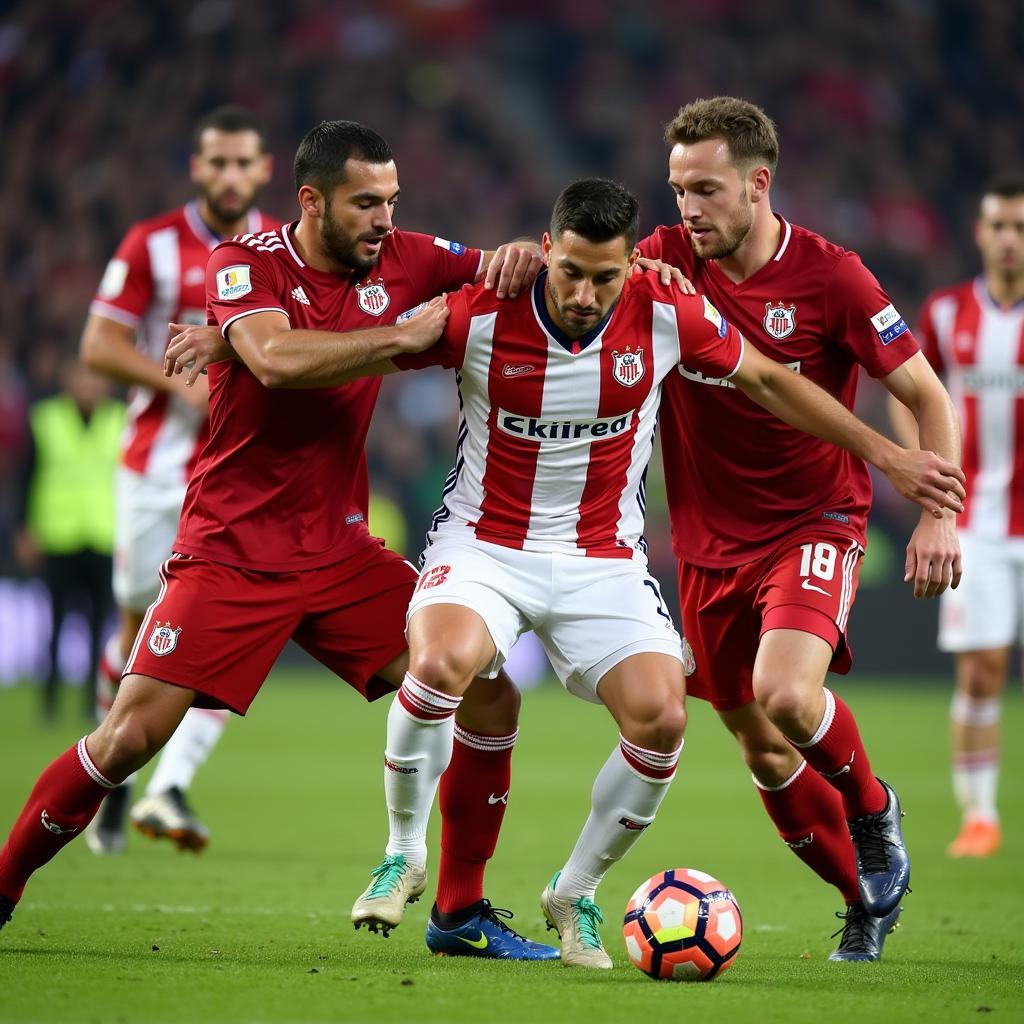 Die Spieler von Bayer 04 Leverkusen zeigen ihren Kampfgeist auf dem Platz.