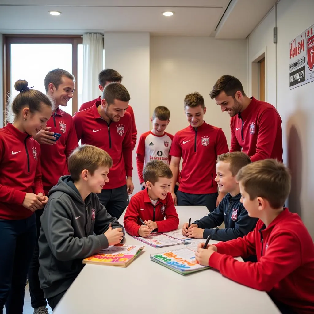 Bayer Leverkusen Spieler besuchen Kinderkrankenhaus