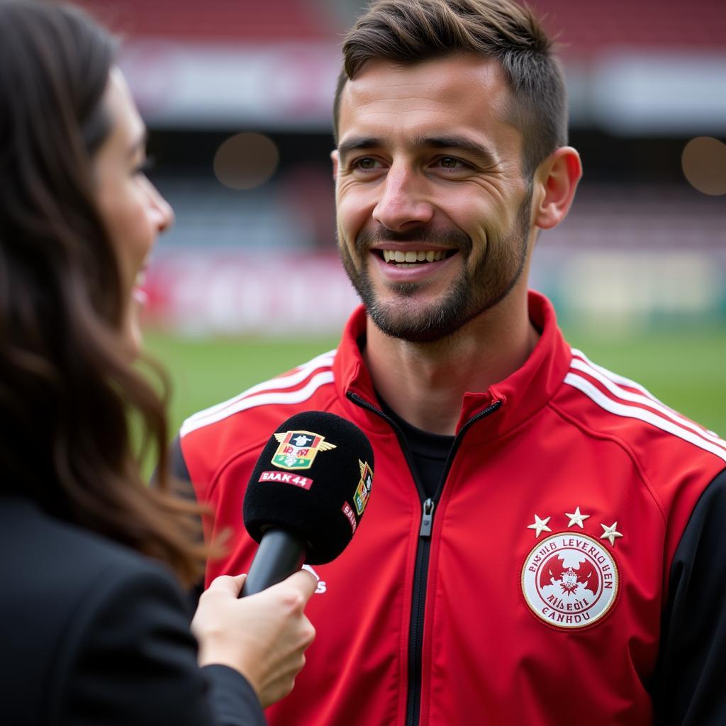 Bayer Leverkusen Spieler gibt Interview auf Bayer04 TV