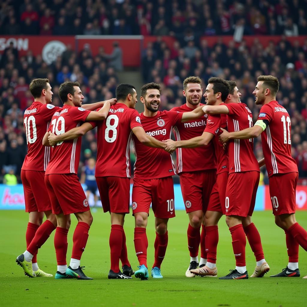 Spieler von Bayer Leverkusen im Stadion