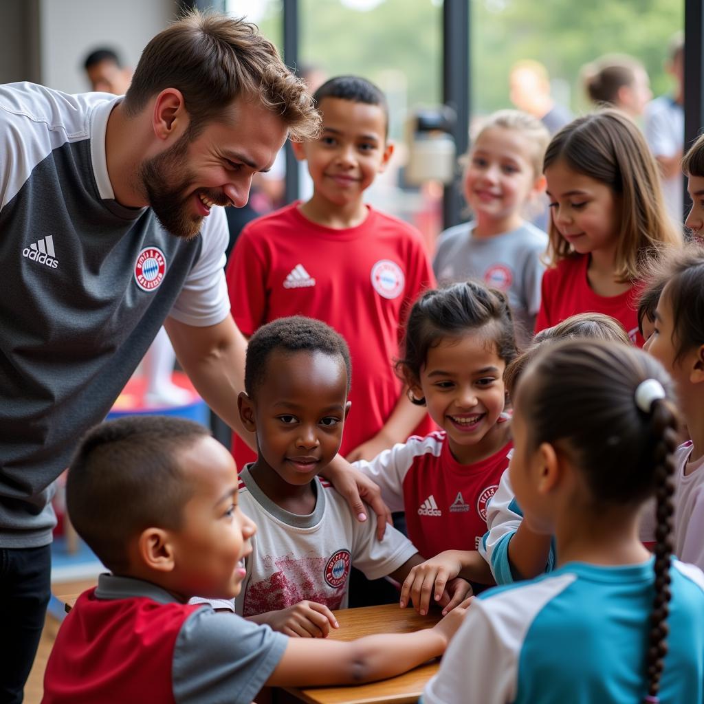 Spieler von Bayer Leverkusen besuchen Kinder