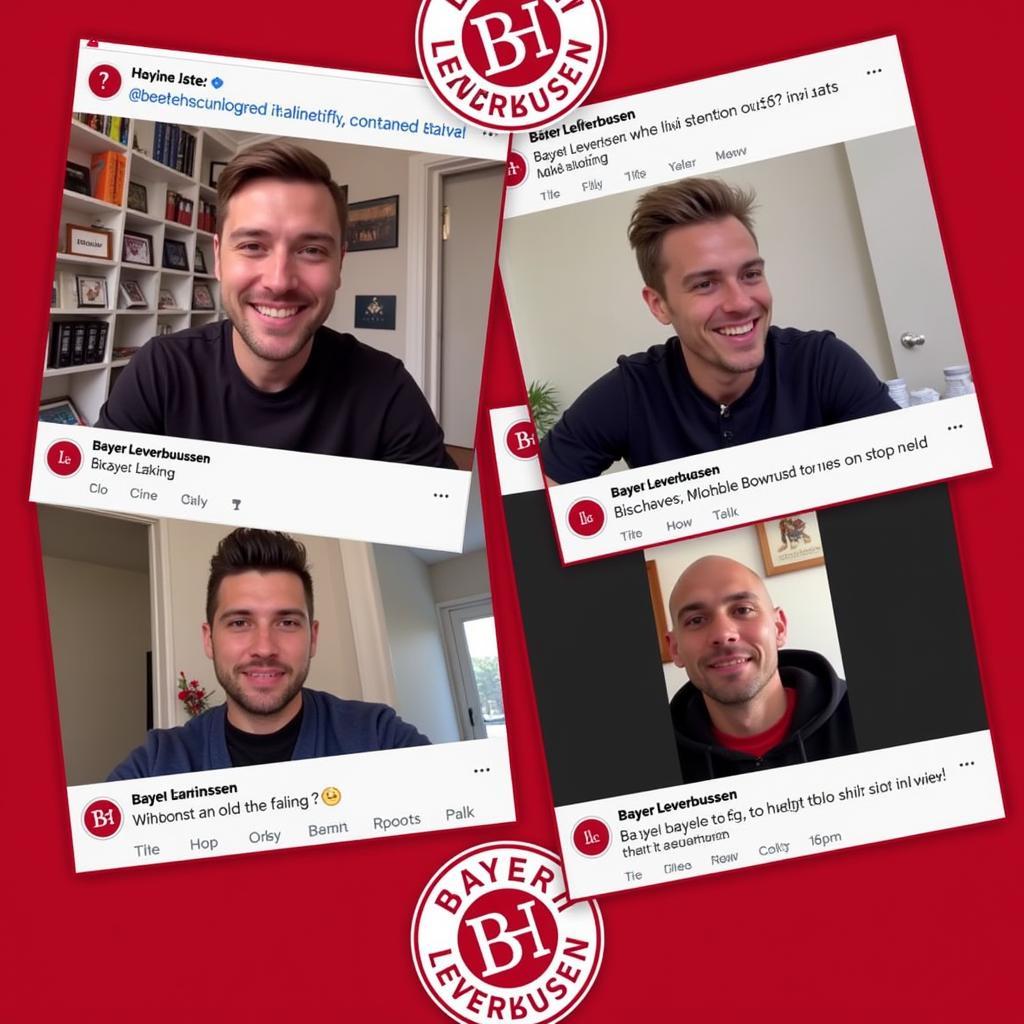 Spieler von Bayer Leverkusen interagieren mit Fans während eines Facebook Live Events