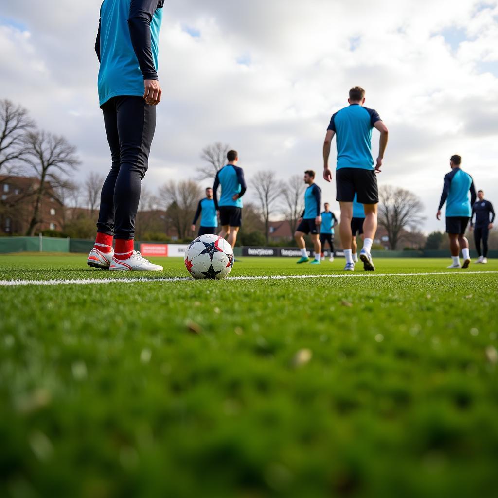 Spieler von Bayer Leverkusen trainieren im neuen Trainingszentrum