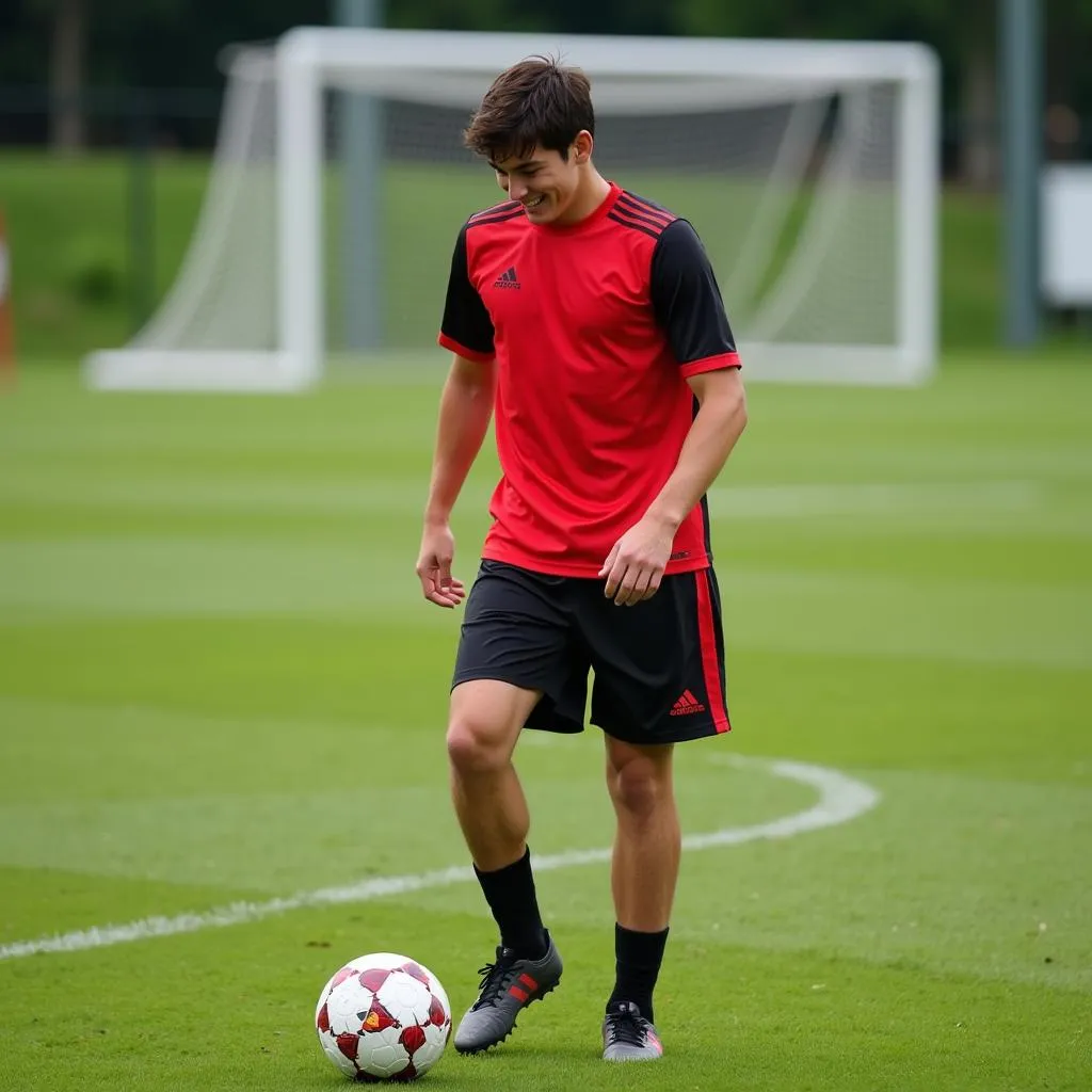 Aziz Bouhaddouz im Training