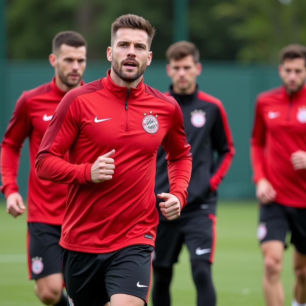 Bayer Leverkusen Spieler beim Training