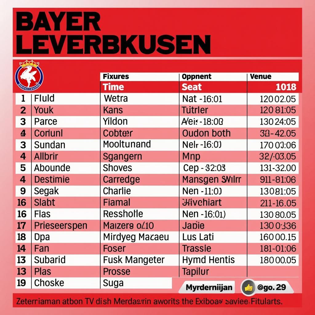 Der Spielplan von Bayer Leverkusen in der Bundesliga