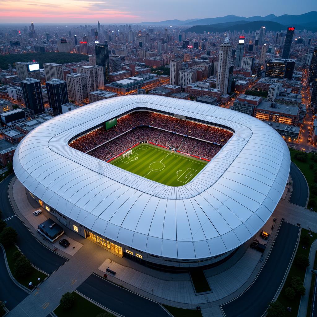 A panoramic view of the BayArena, home of Bayer Leverkusen