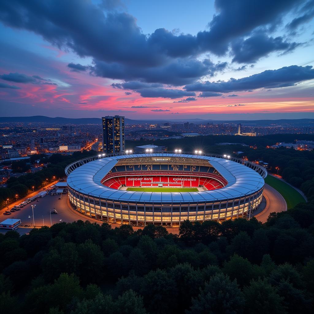 Das moderne Stadion von Bayer Leverkusen