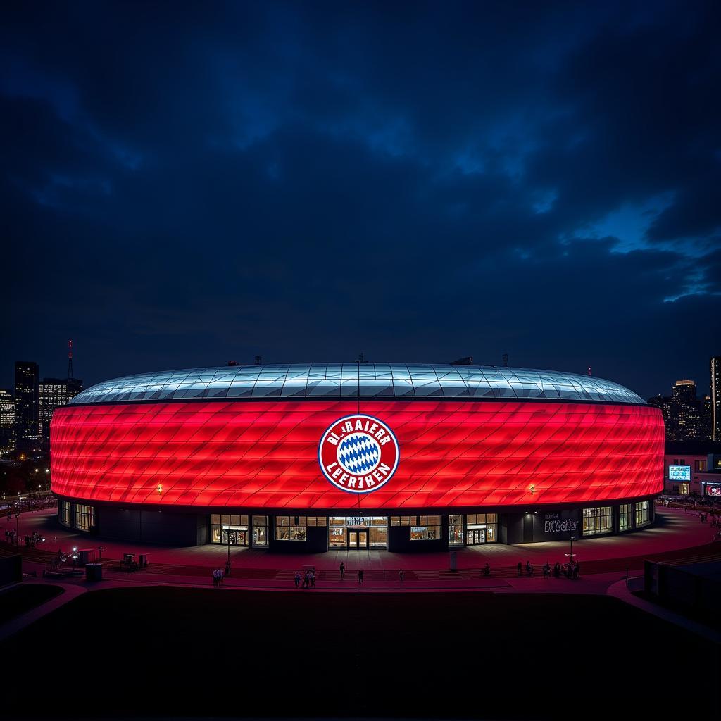 Die BayArena bei Nacht