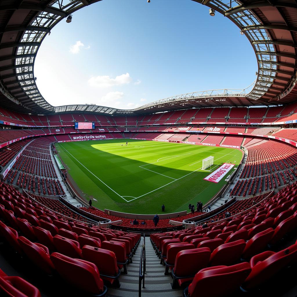 Das imposante Bayer 04 Leverkusen Stadion am Junkernkamp