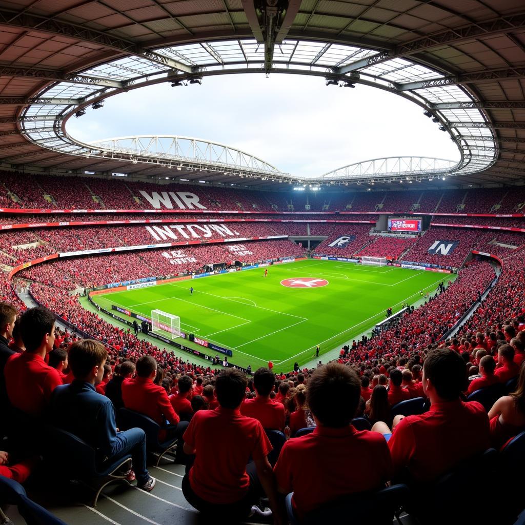 Atemberaubende Atmosphäre im Stadion von Bayer Leverkusen