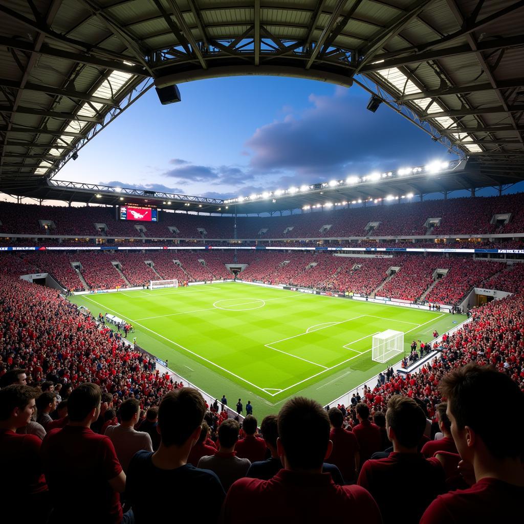 Volle Ränge und eine beeindruckende Atmosphäre im Stadion von Bayer Leverkusen