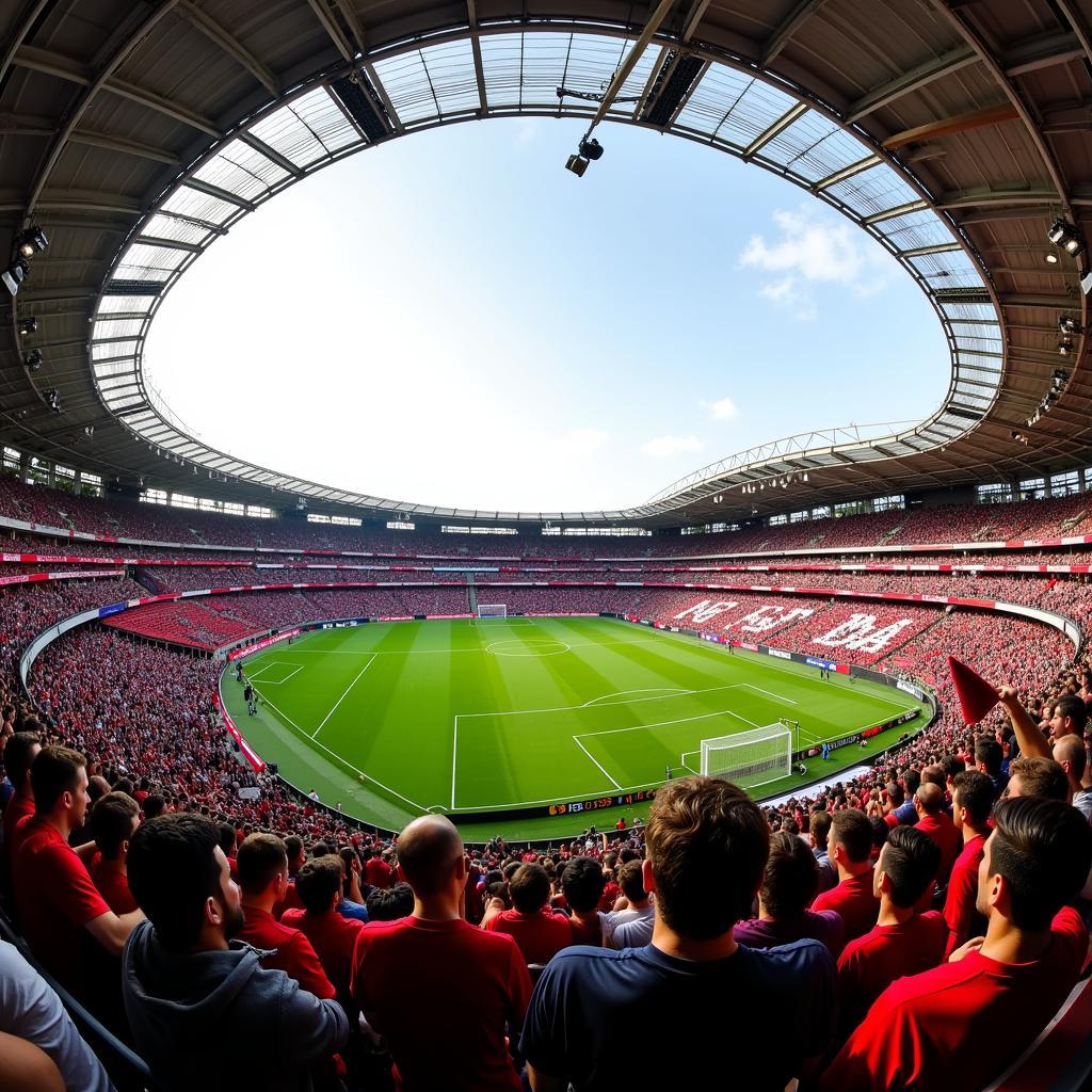 Fans im Stadion von Bayer 04 Leverkusen