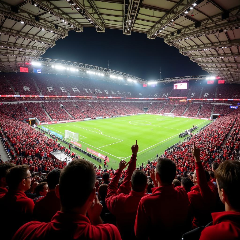 Volle Ränge im Stadion von Bayer Leverkusen