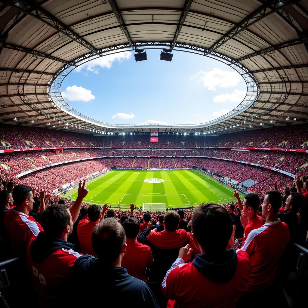 BayArena mit jubelnden Fans