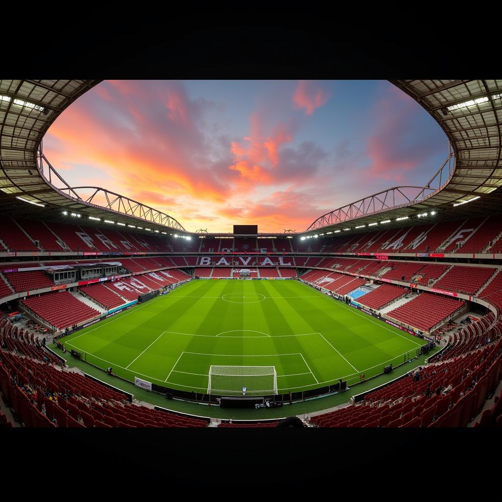 Panoramablick auf das Stadion von Bayer Leverkusen