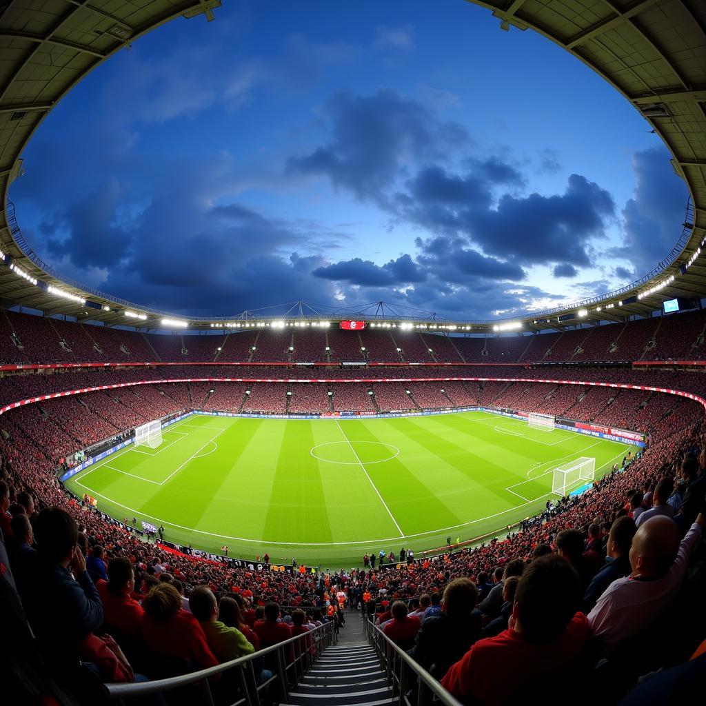 Panoramablick auf das Stadion von Bayer 04 Leverkusen