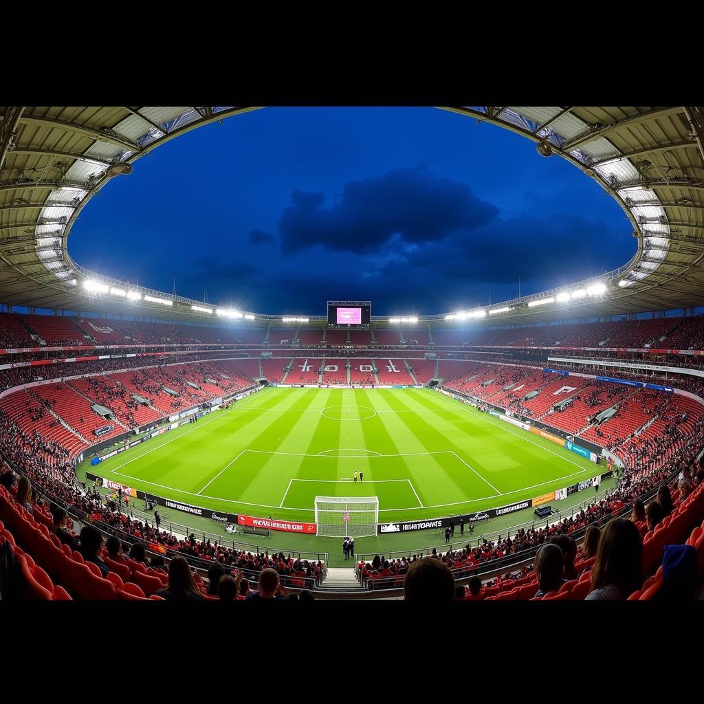 Panoramablick auf das Stadion von Bayer Leverkusen