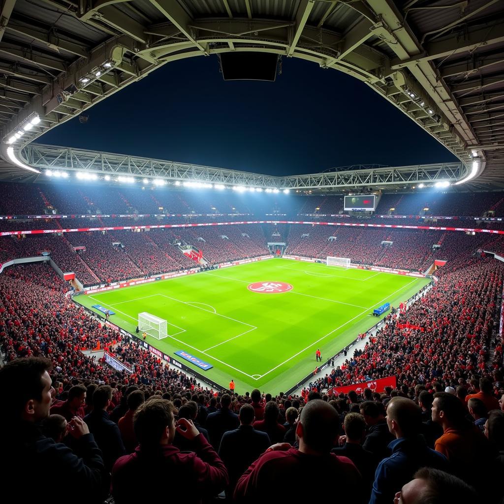 Das Stadion von Bayer Leverkusen ist voll mit Fans