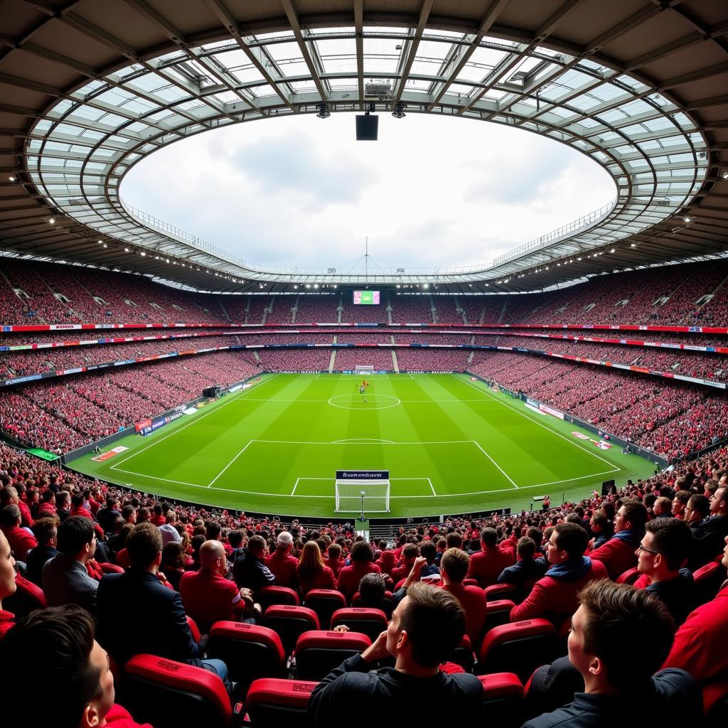 Das Stadion von Bayer Leverkusen ist voll mit Fans