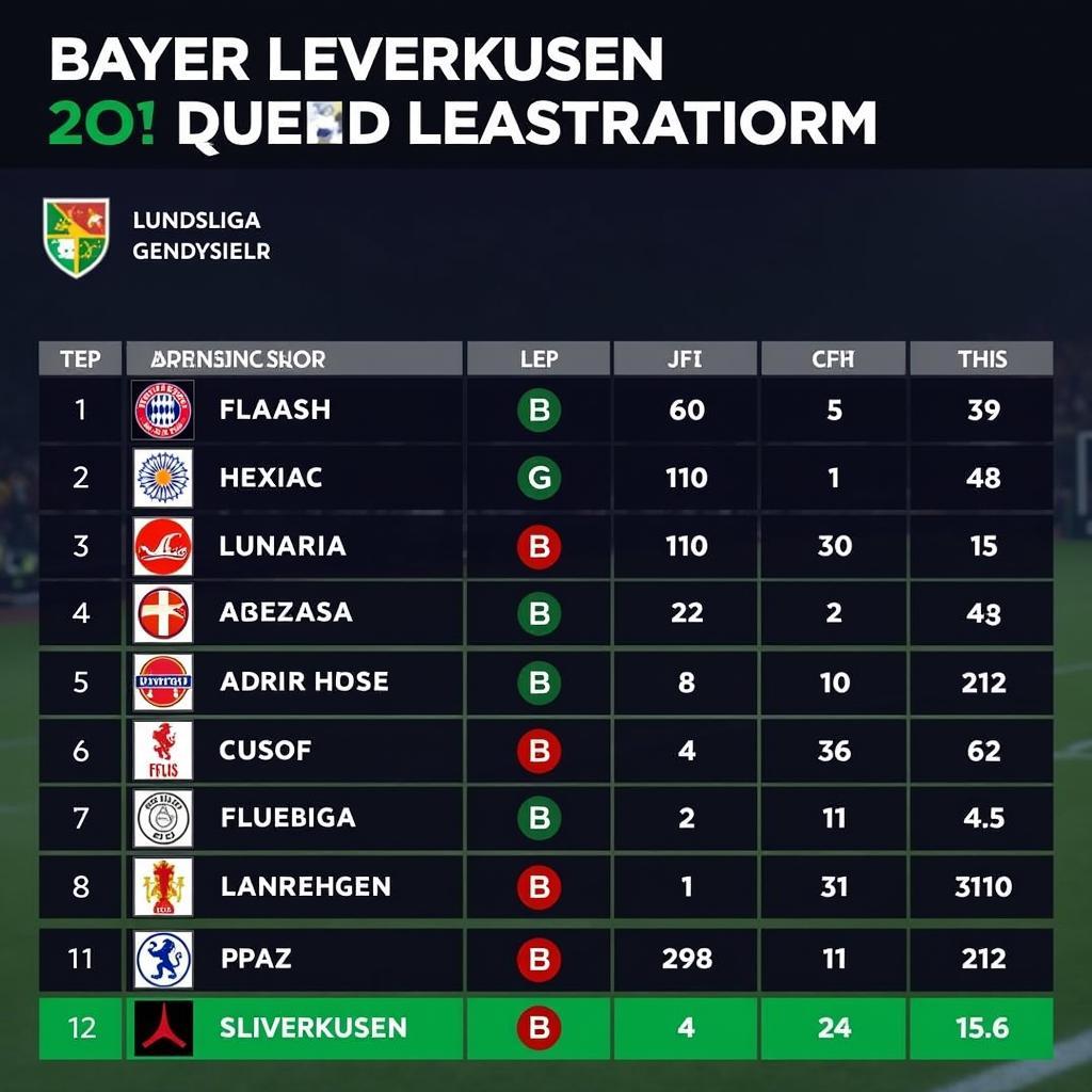 Aktuelle Tabelle der Bundesliga mit Fokus auf Bayer Leverkusen