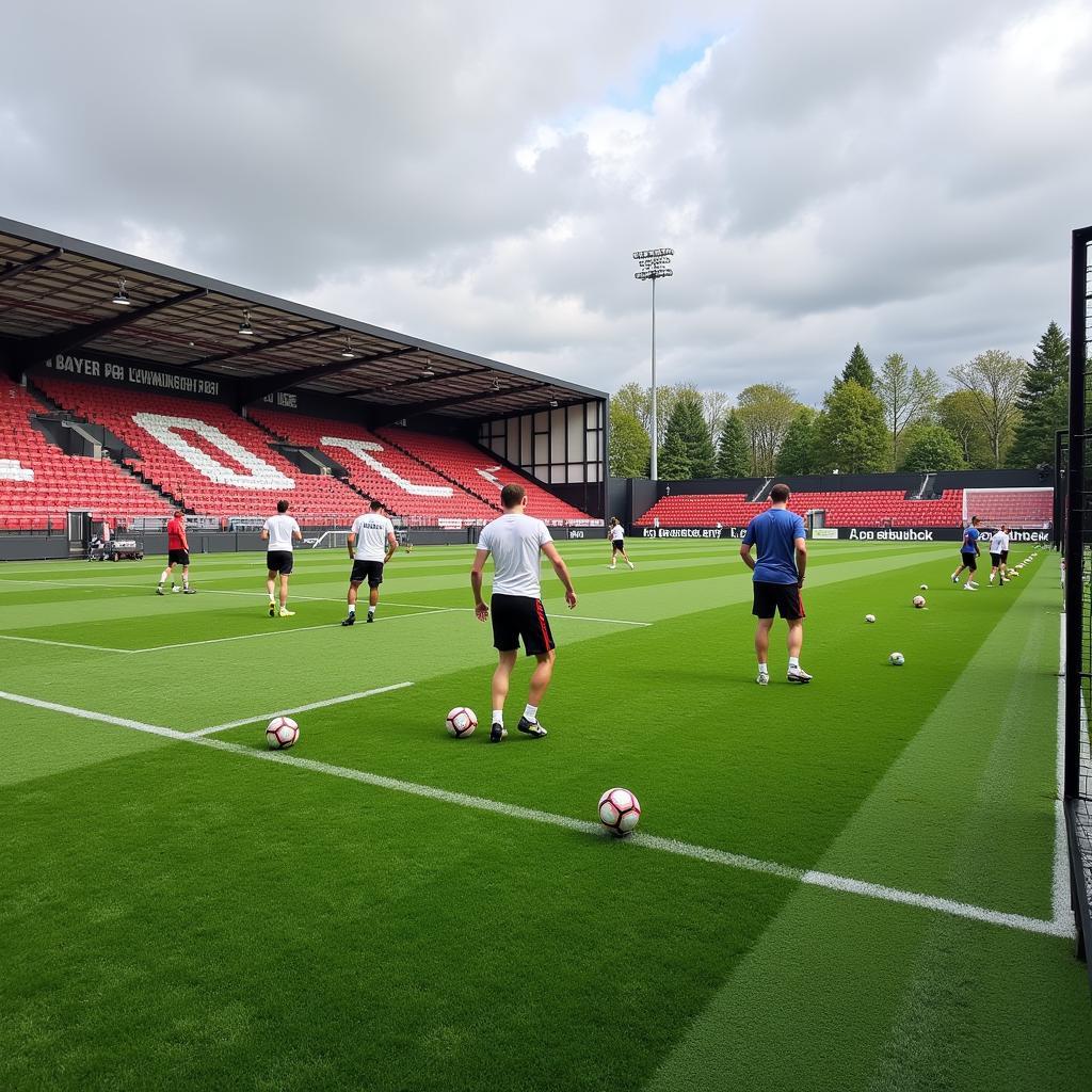  Spieler von Bayer 04 Leverkusen trainieren am modernen Trainingsgelände am Büchelter Hof