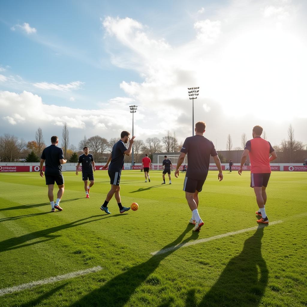 Bayer Leverkusen Trainingsgelände bei sonnigem Wetter