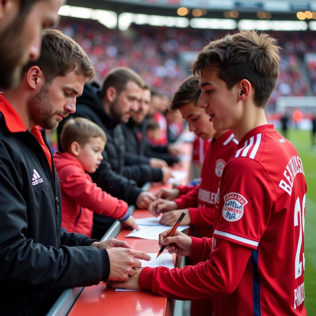 Bayer Leverkusen U18 Mannschaft mit Fans