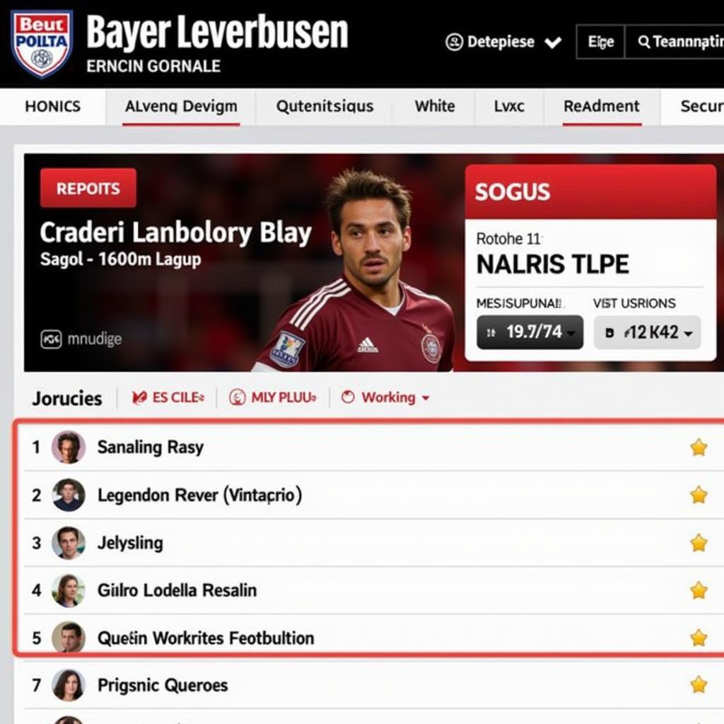 Der Spielplan auf der Website von Bayer Leverkusen