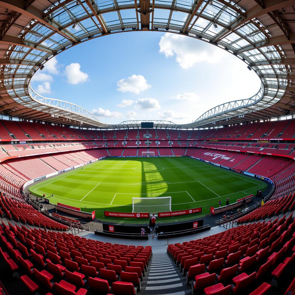 Die BayArena in Wiesdorf - Heimstadion von Bayer Leverkusen