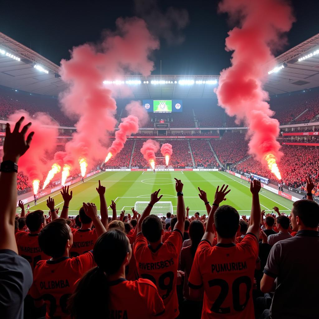 Euphorie in der BayArena: Fans von Bayer Leverkusen feiern