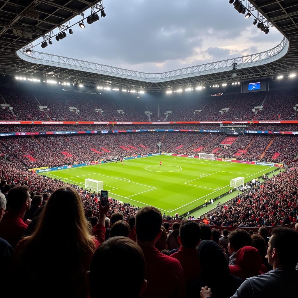 Fans von Bayern und Leverkusen im Stadion