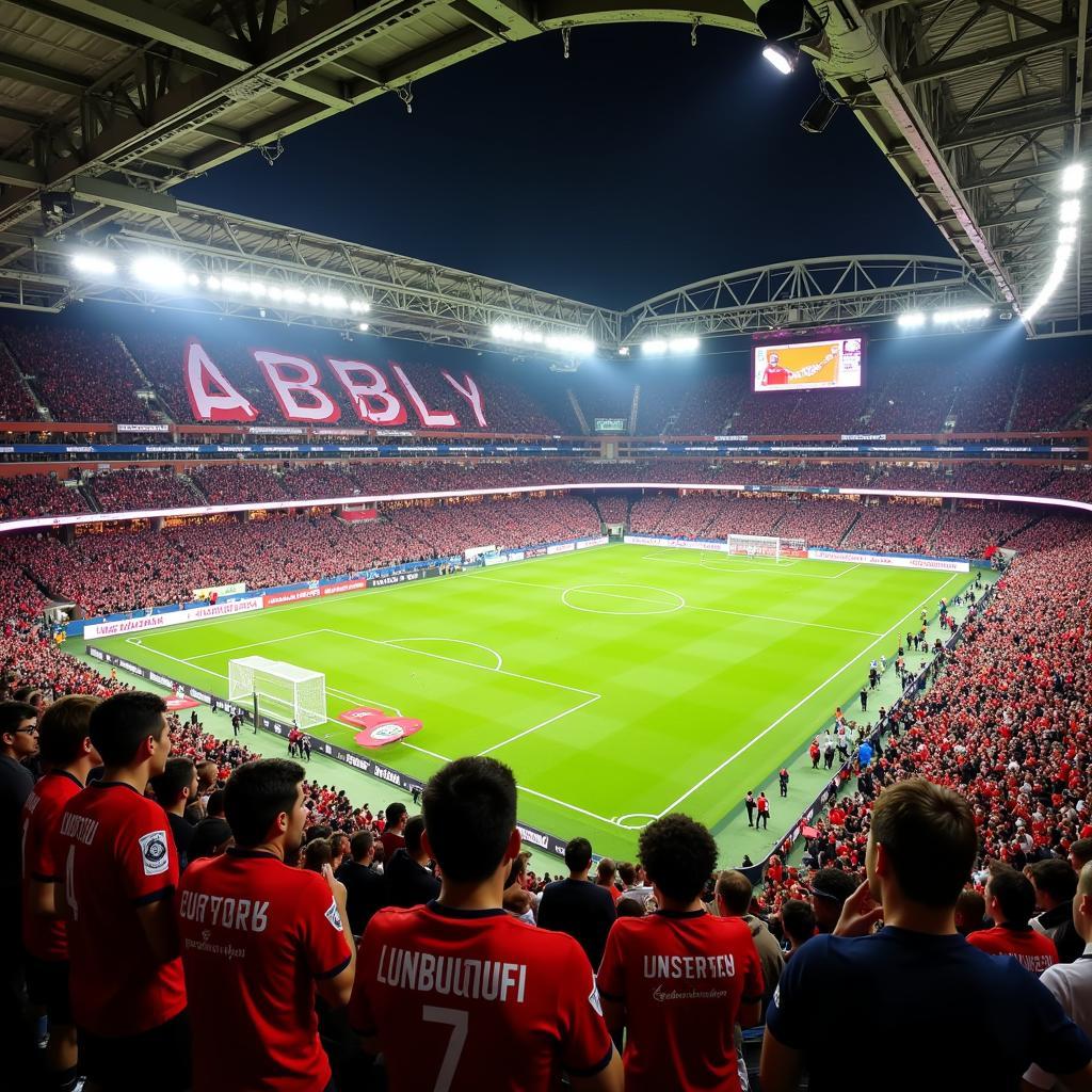 Fans im Stadion Bayern Leverkusen