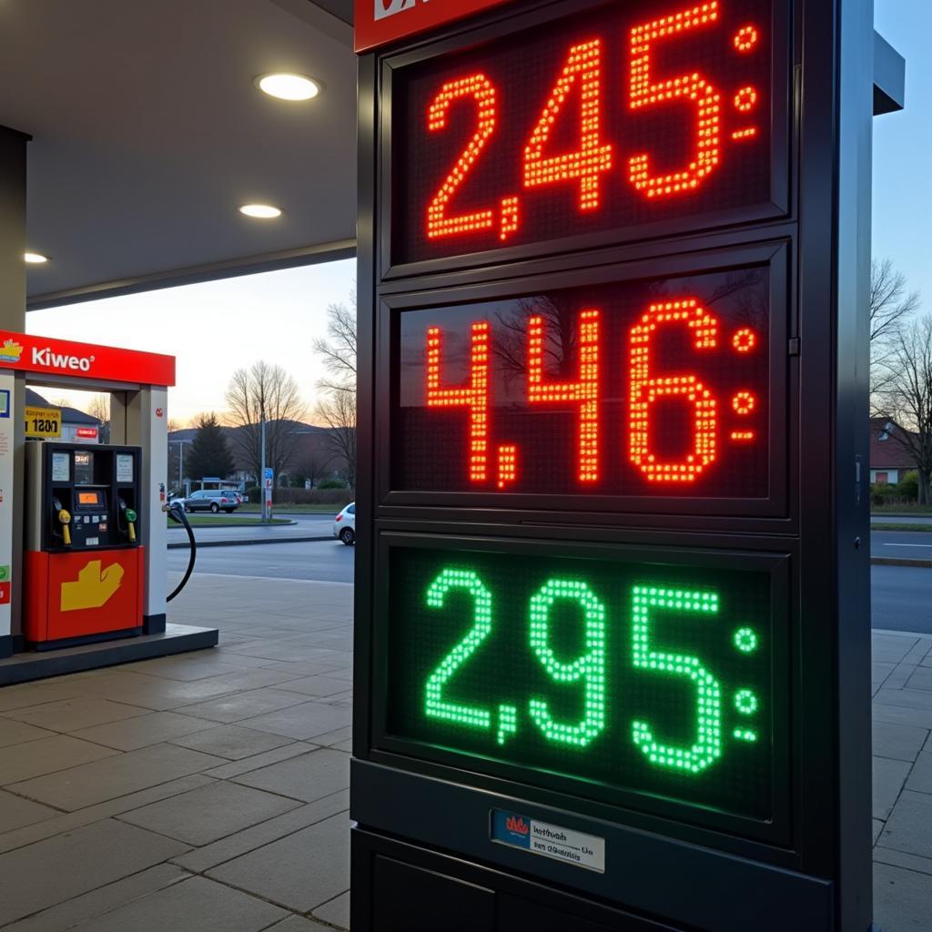 Aktuelle Benzinpreise an einer Leverkusener Tankstelle