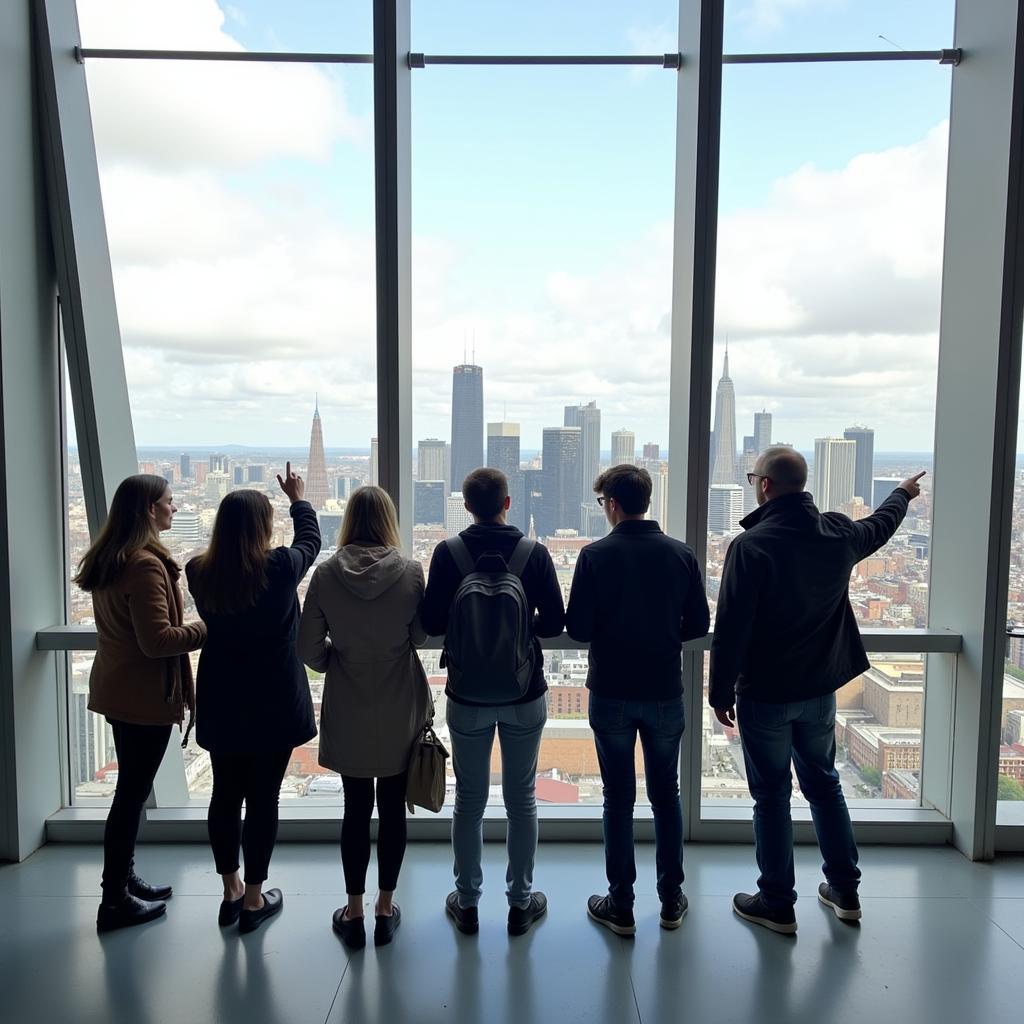 Besucher genießen den Ausblick vom EVL Wasserturm