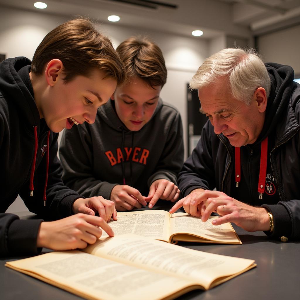 Besucher betrachten historische Dokumente im Stadtarchiv Leverkusen