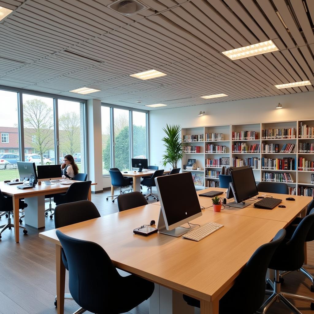 Moderner Arbeitsplatz in der Bibliothek Leverkusen