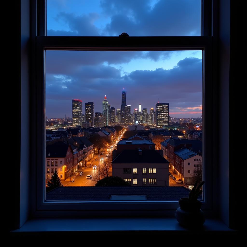 Blick auf Leverkusen von Airbnb Fewo