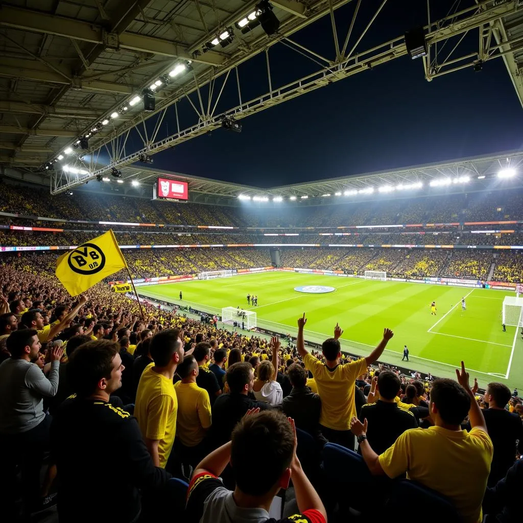 Borussia Dortmund und Leverkusen Fans im Stadion