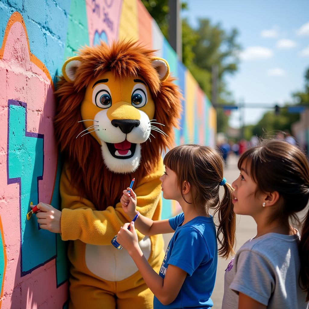 Brian the Lion bei einem sozialen Projekt