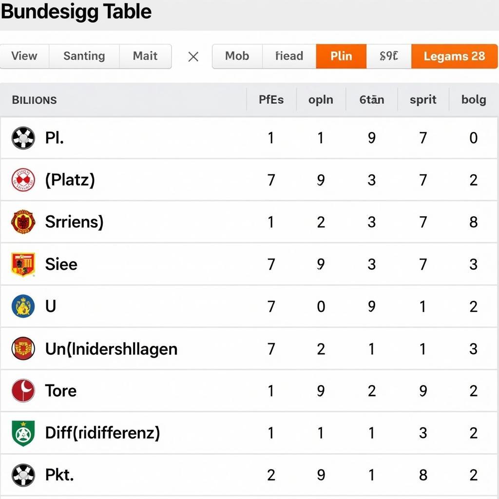 Bundesliga Tabelle