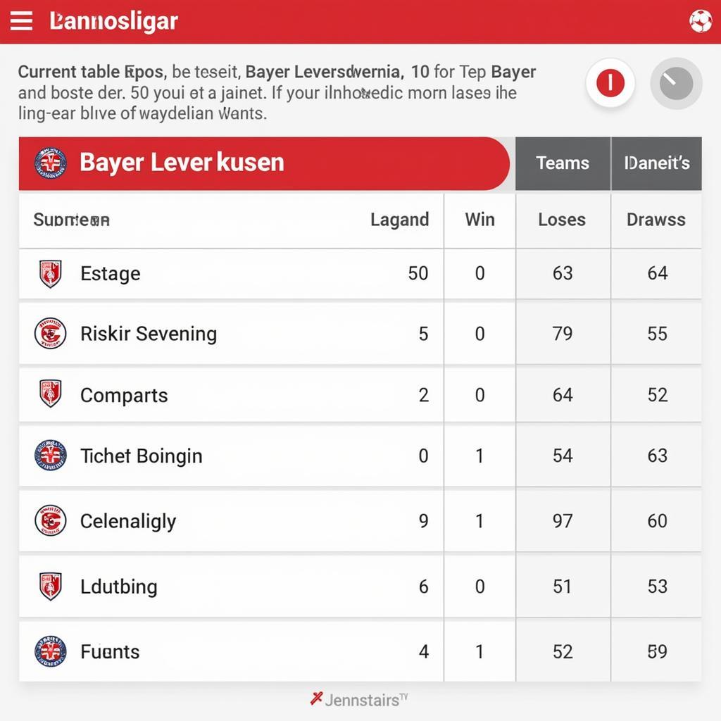 Bundesliga Tabelle mit Leverkusen