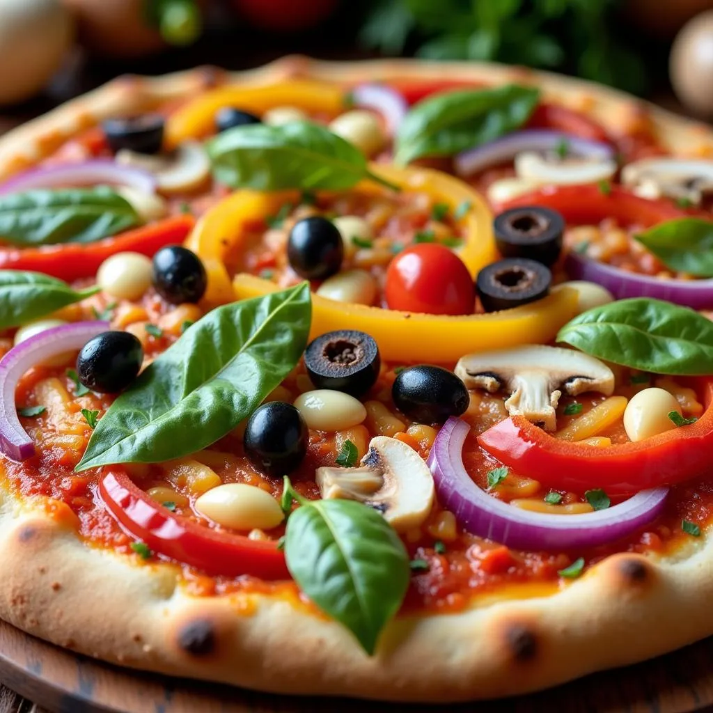 Bunte Vegetarische Pizza mit frischen Zutaten in Leverkusen