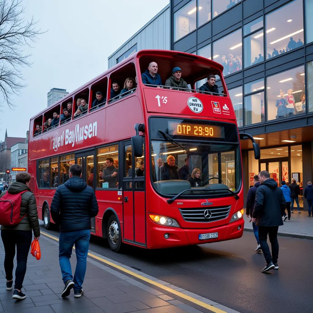 Ein Shuttle-Bus am Bahnhof Leverkusen Mitte